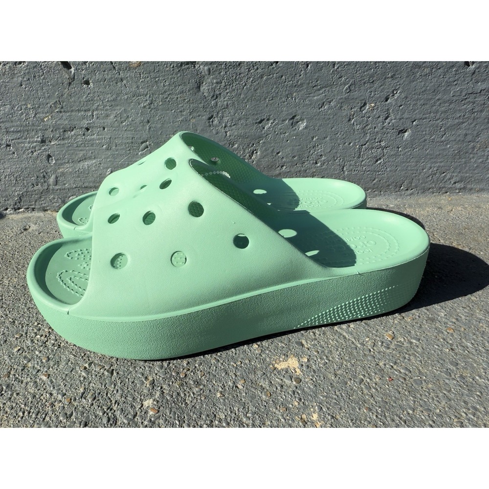 Crocs Women's Classic Platform Slides Slip On Sandals Green Size 6